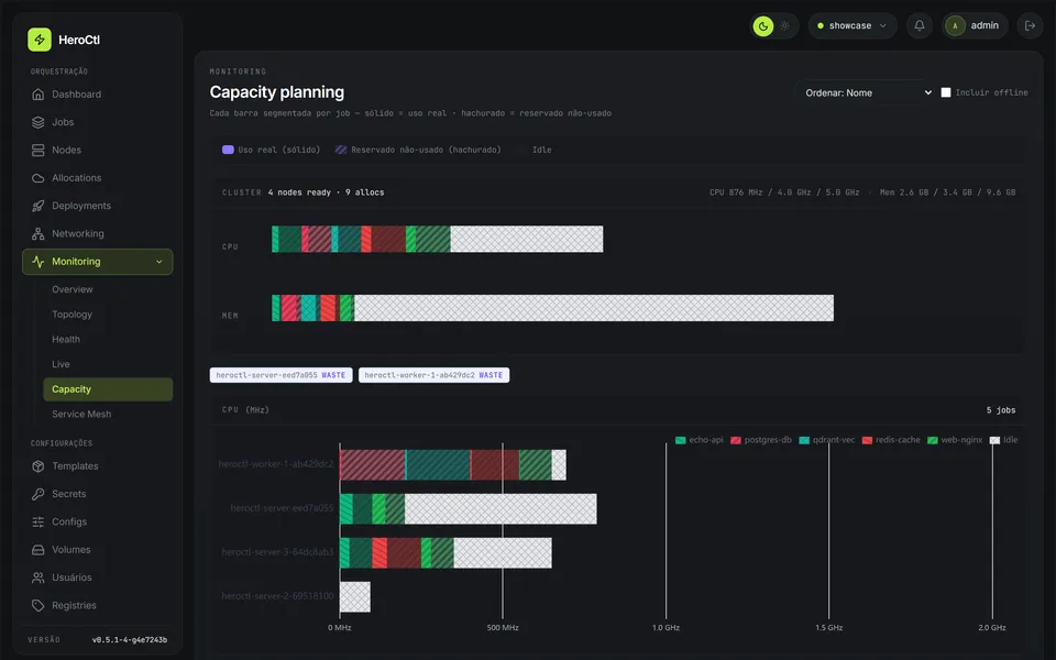 HeroCtl console — Capacity