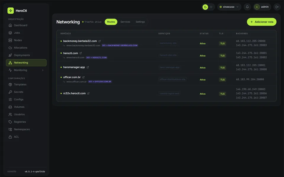 HeroCtl console — Networking