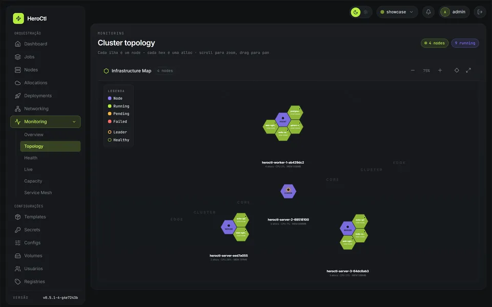 HeroCtl console — Topology